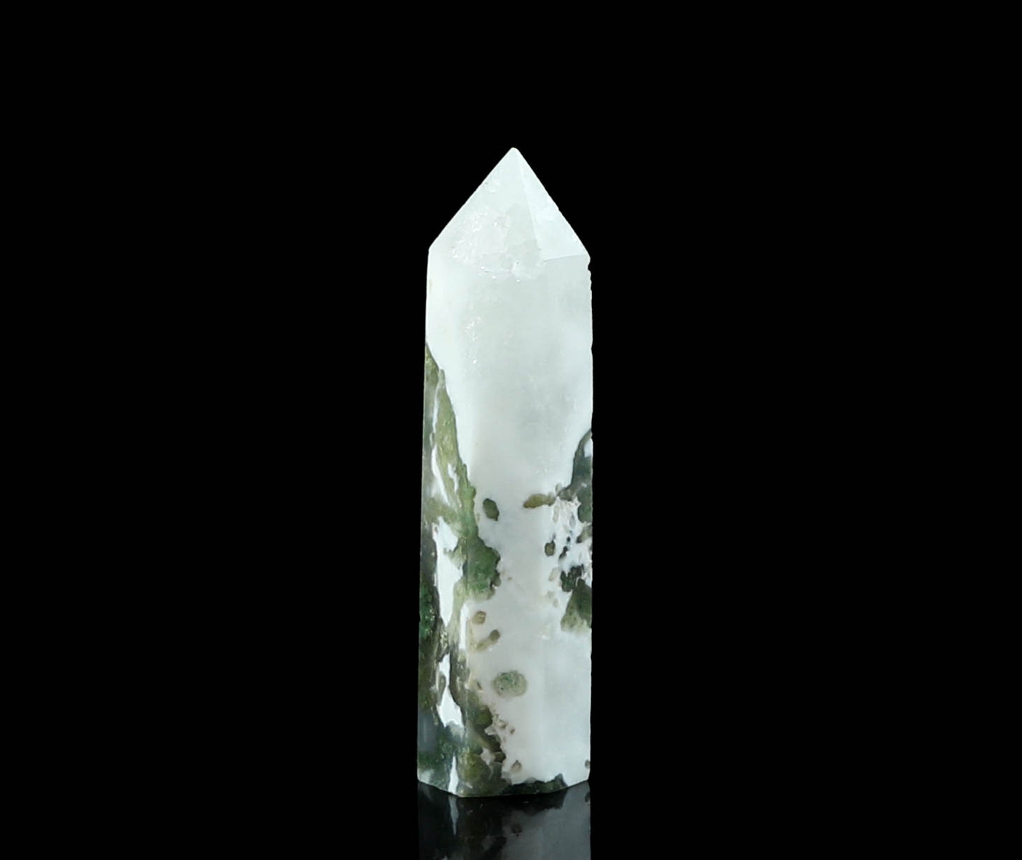 Natural Moss Agate Tower - Crystal Point for Meditation and Positive Energy