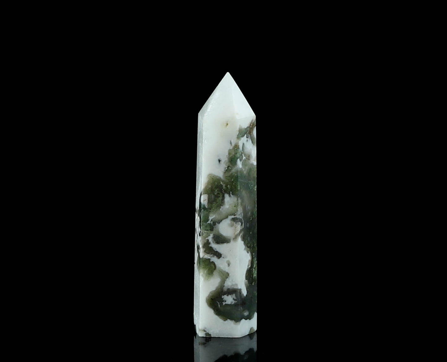 Natural Moss Agate Tower - Crystal Point for Meditation and Positive Energy