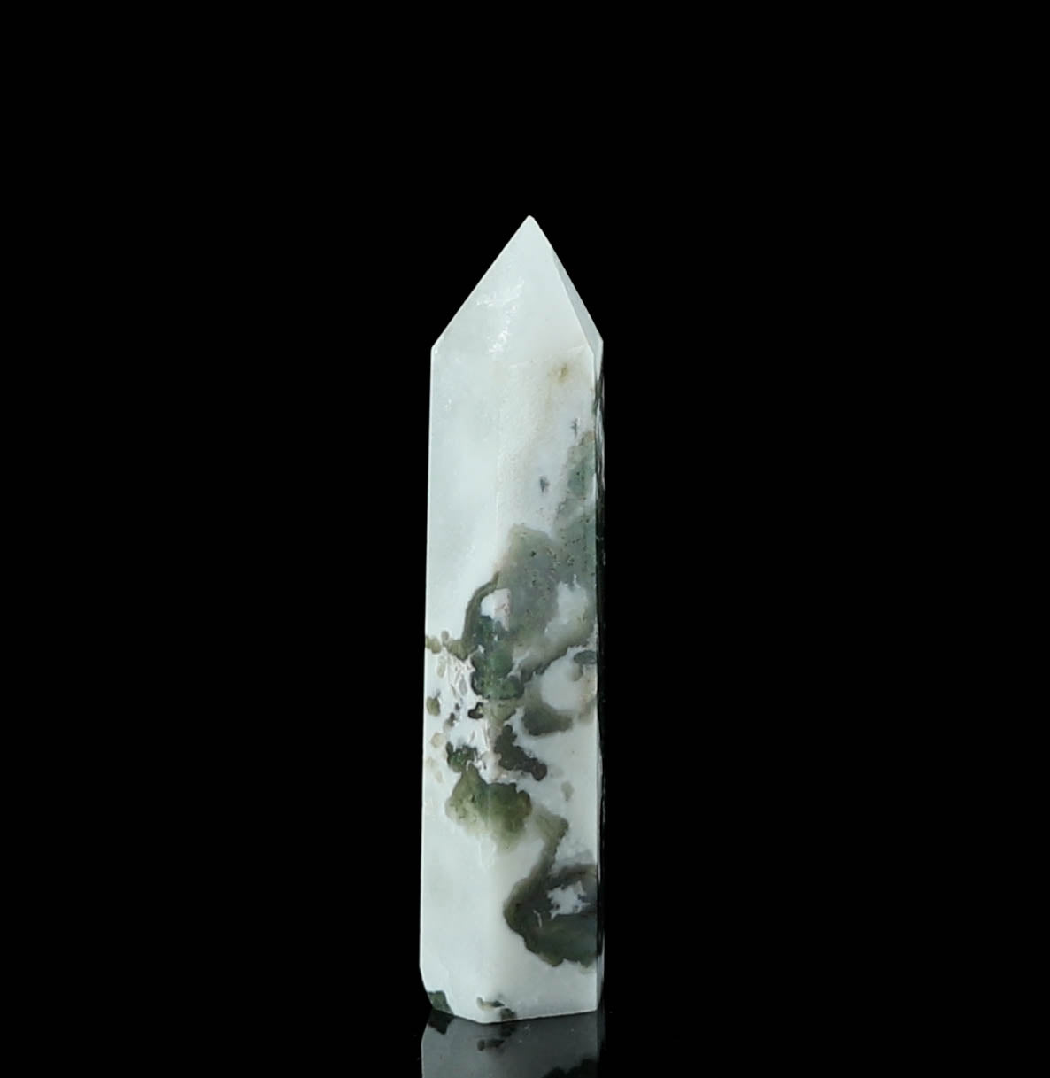 Natural Moss Agate Tower - Crystal Point for Meditation and Positive Energy