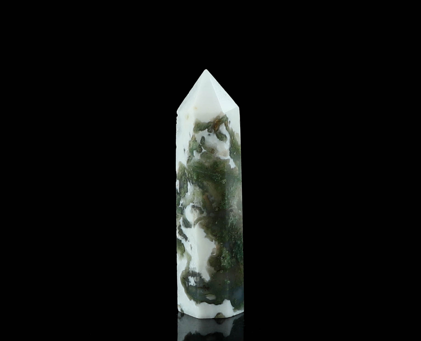 Natural Moss Agate Tower - Crystal Point for Meditation and Positive Energy