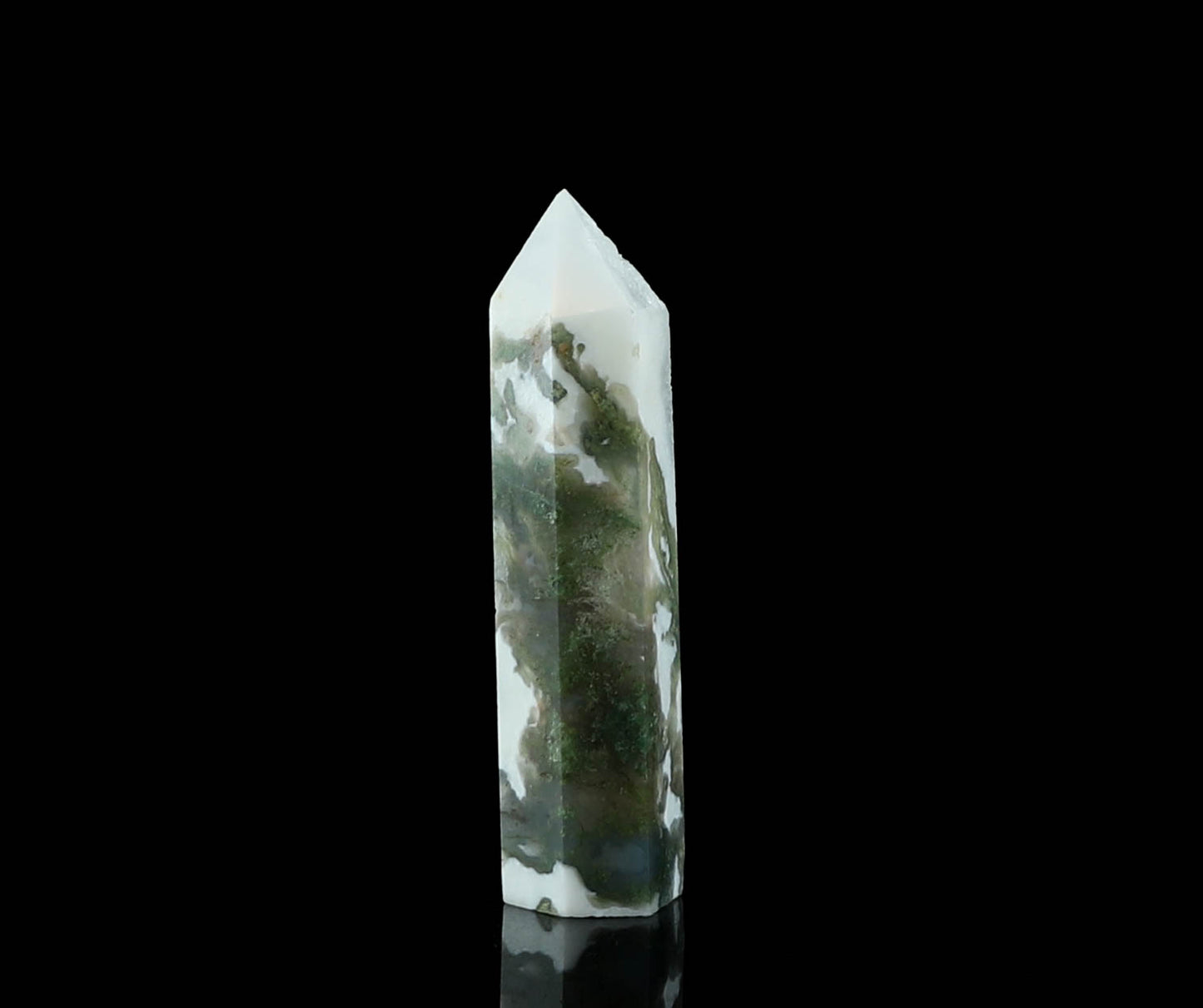 Natural Moss Agate Tower - Crystal Point for Meditation and Positive Energy