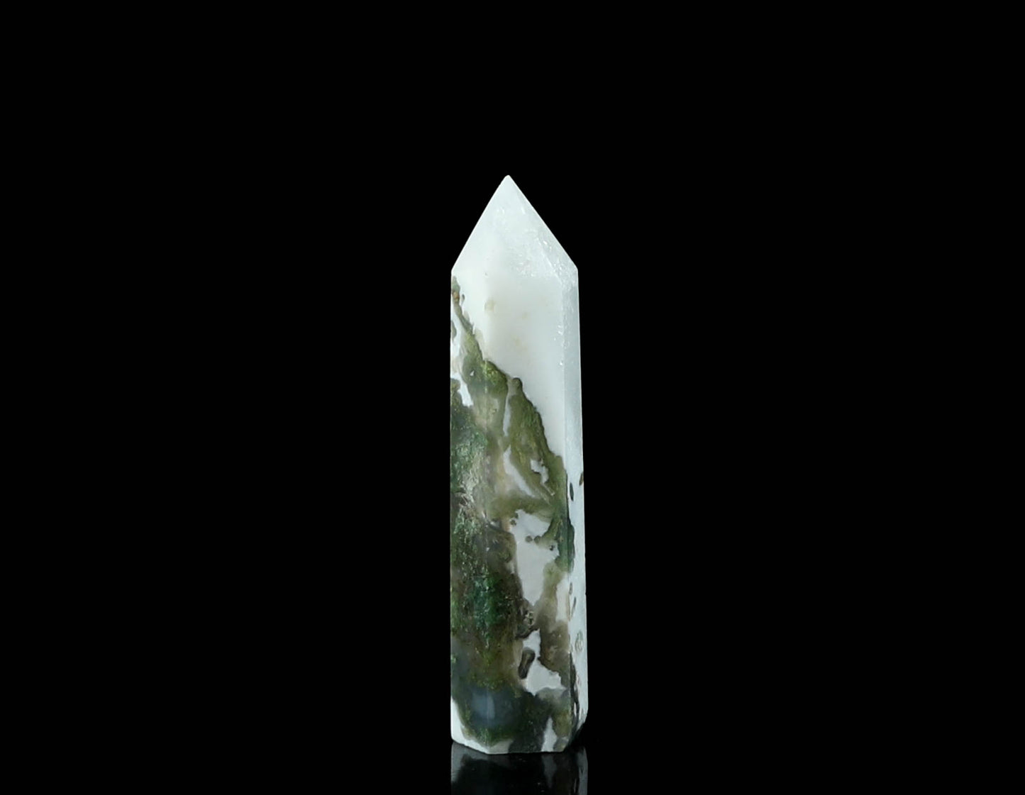 Natural Moss Agate Tower - Crystal Point for Meditation and Positive Energy