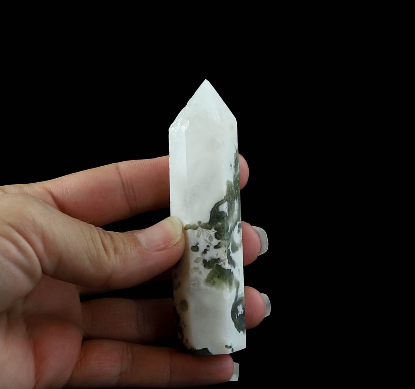 Natural Moss Agate Tower - Crystal Point for Meditation and Positive Energy