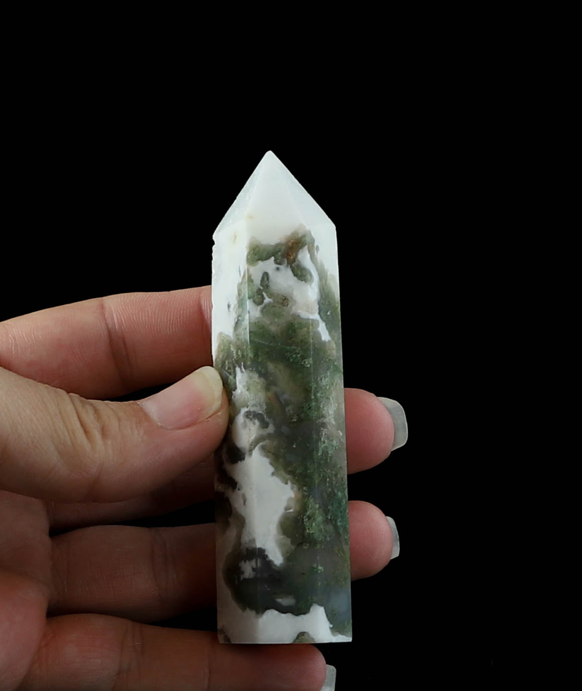 Natural Moss Agate Tower - Crystal Point for Meditation and Positive Energy