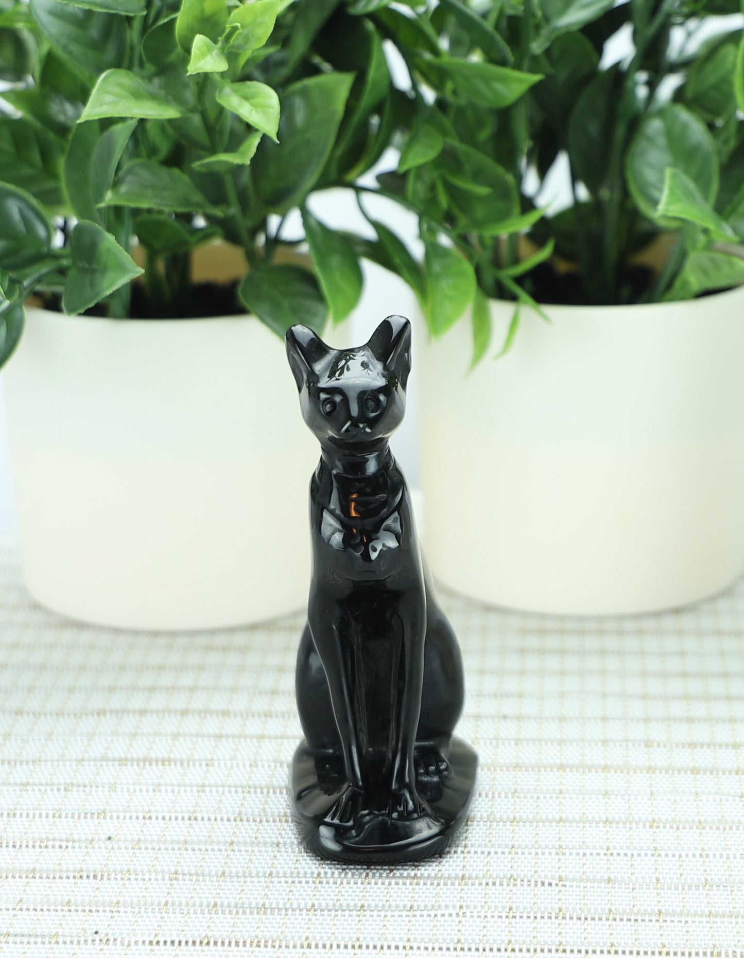Black Obsidian Cat Crystal Carving – Protection, Mystery & Intuition
