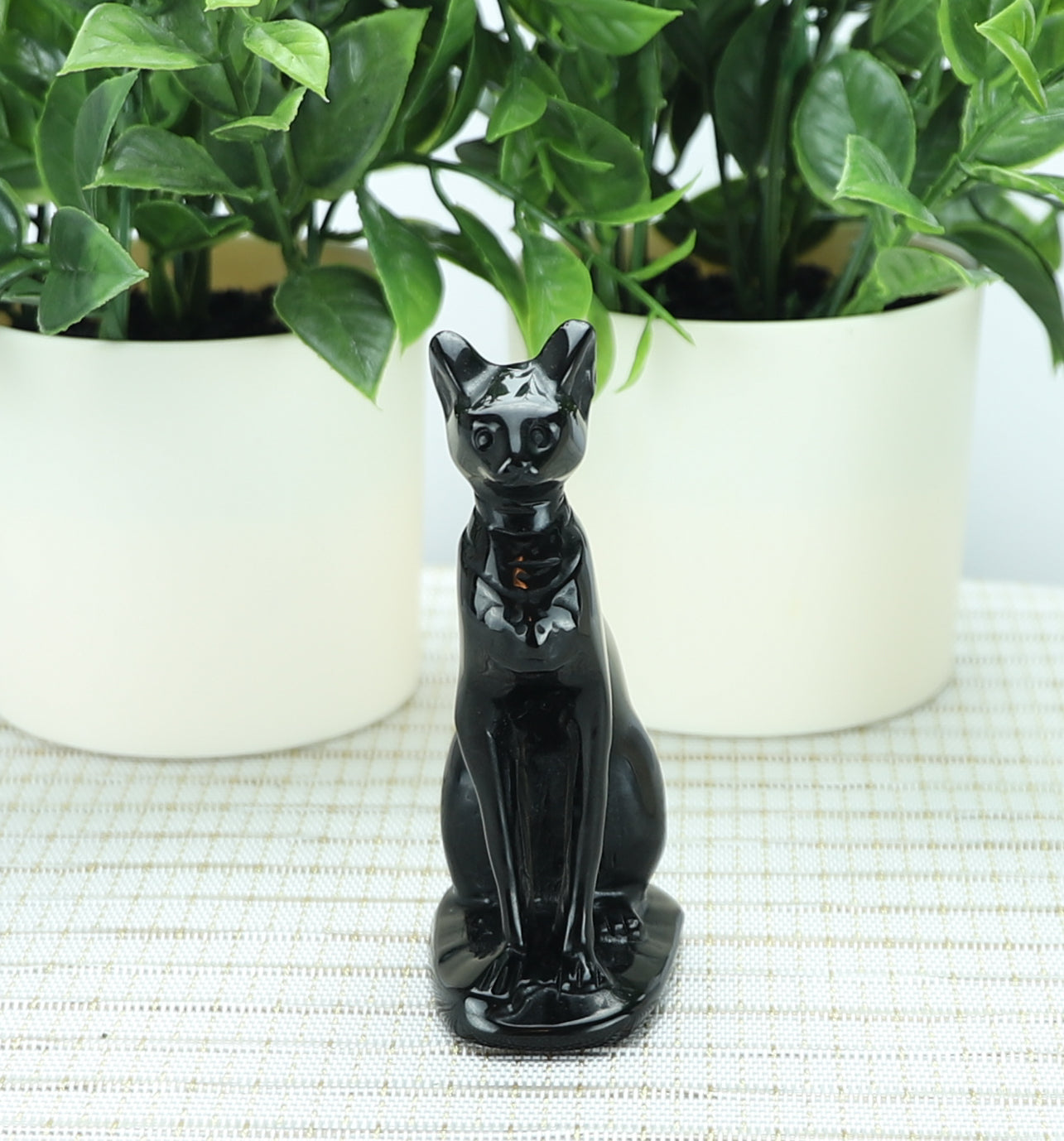 Black Obsidian Cat Crystal Carving – Protection, Mystery & Intuition