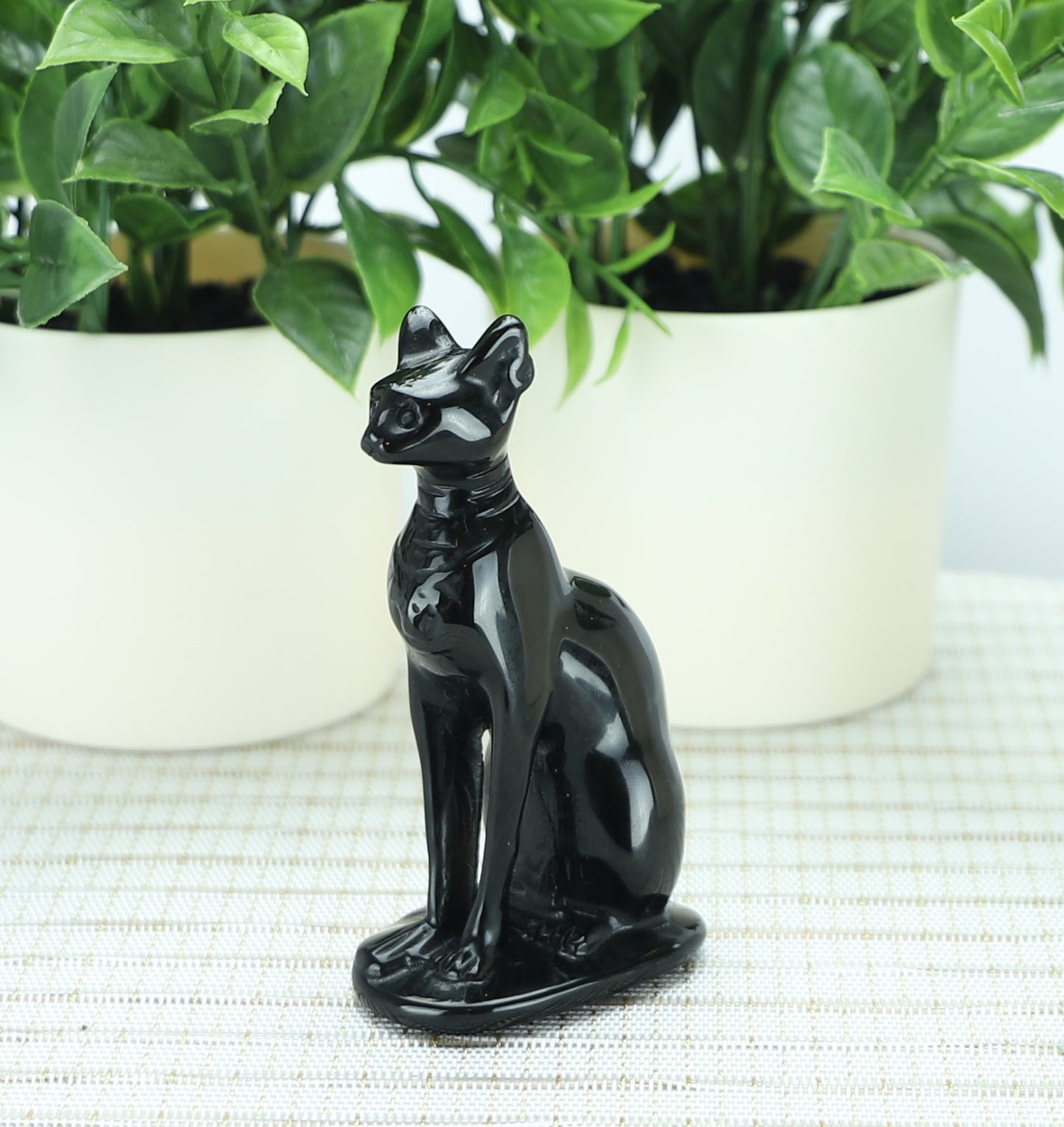 Black Obsidian Cat Crystal Carving – Protection, Mystery & Intuition