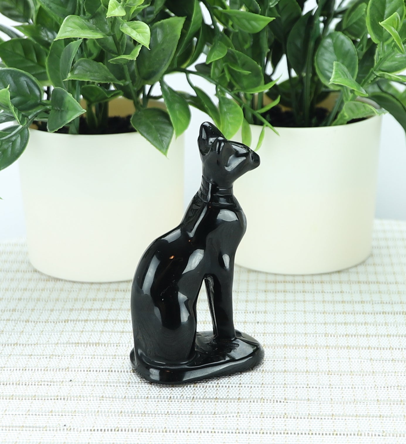 Black Obsidian Cat Crystal Carving – Protection, Mystery & Intuition