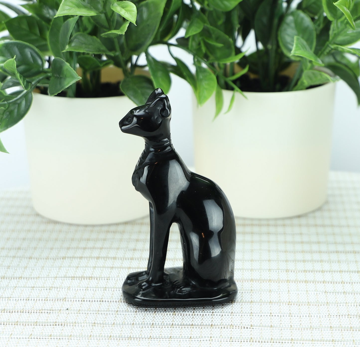 Black Obsidian Cat Crystal Carving – Protection, Mystery & Intuition
