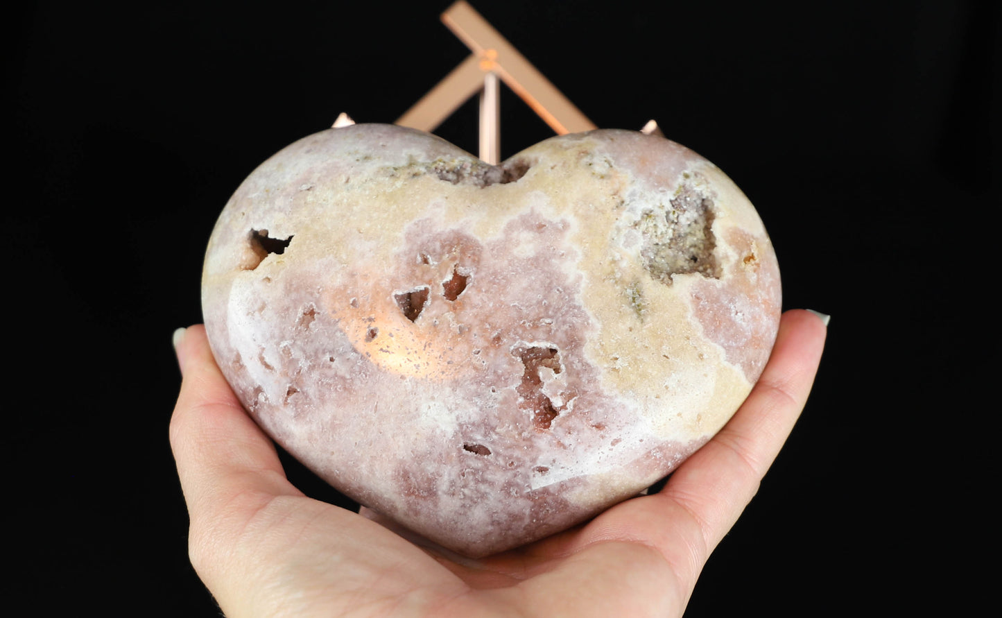 Natural Pink Amethyst Druzy Heart Crystal - Healing Stone for Love and Positivity
