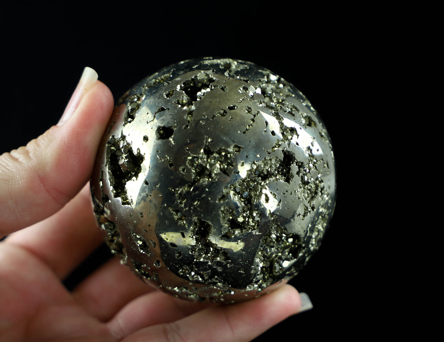 Druzy Pyrite Sphere - Handcrafted Crystal Sphere for Manifesting Wealth and Luck