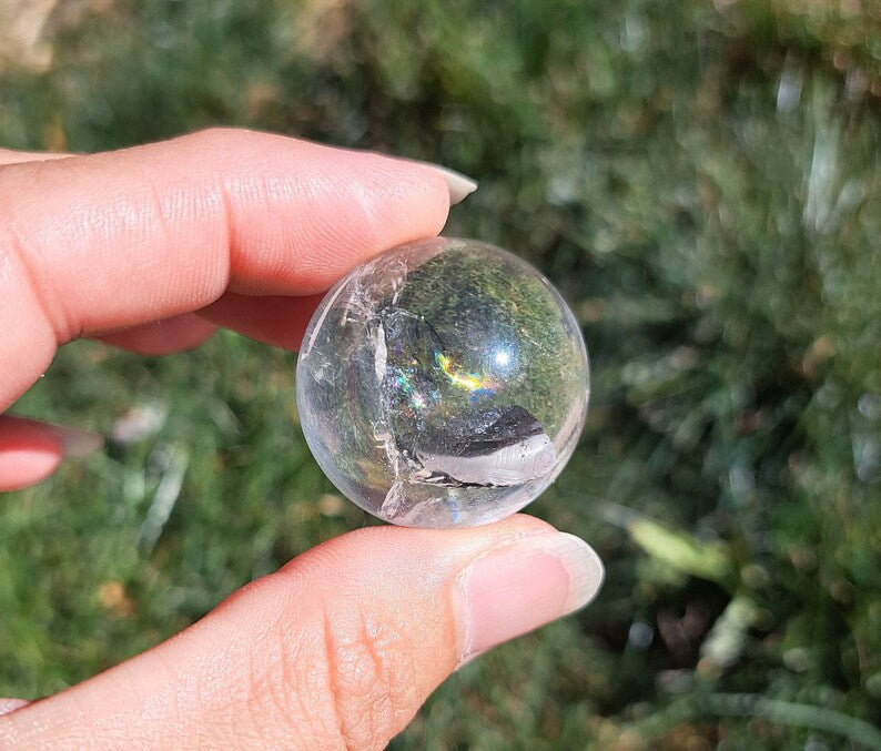 Mini Rainbow Quartz Sphere - Healing Crystals, Meditation Stone, Crystal Collection