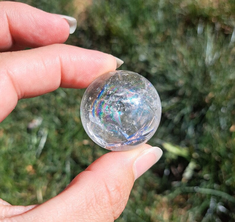 Mini Rainbow Quartz Sphere - Healing Crystals, Meditation Stone, Crystal Collection
