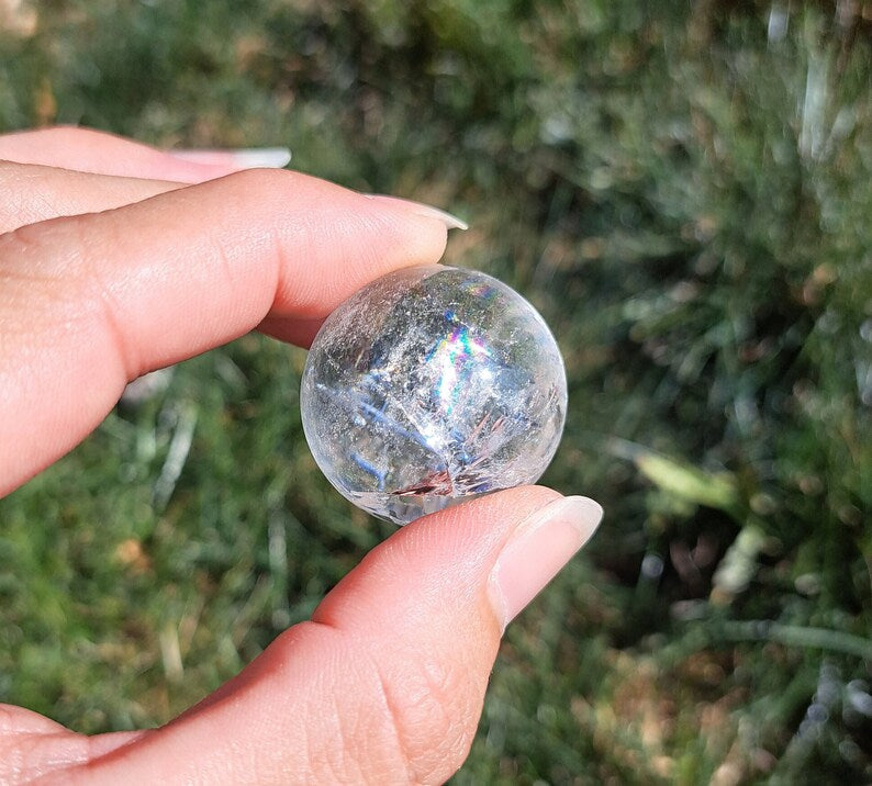 Mini Rainbow Quartz Sphere - Healing Crystals, Meditation Stone, Crystal Collection
