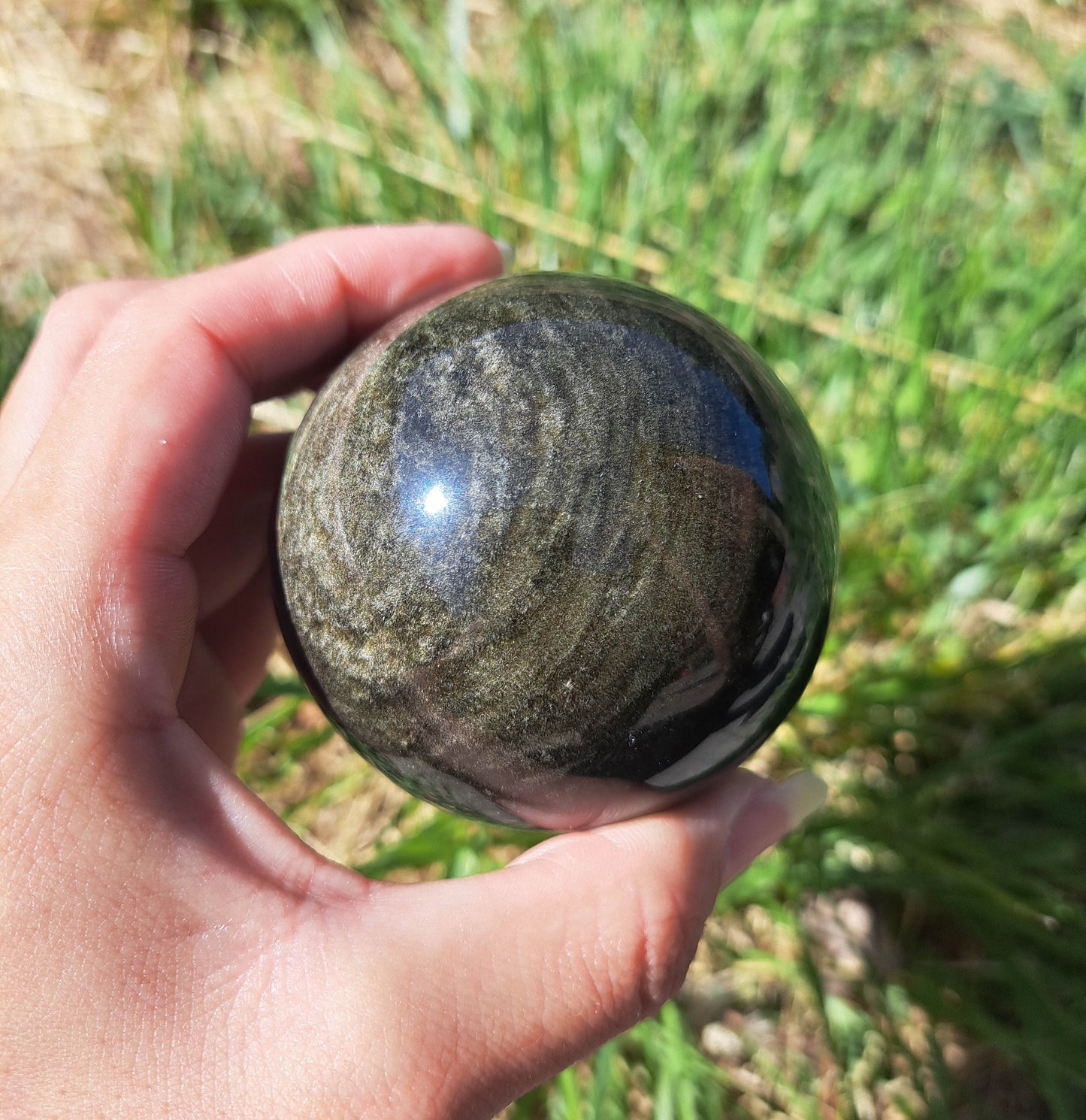 Golden Sheen Obsidian Sphere