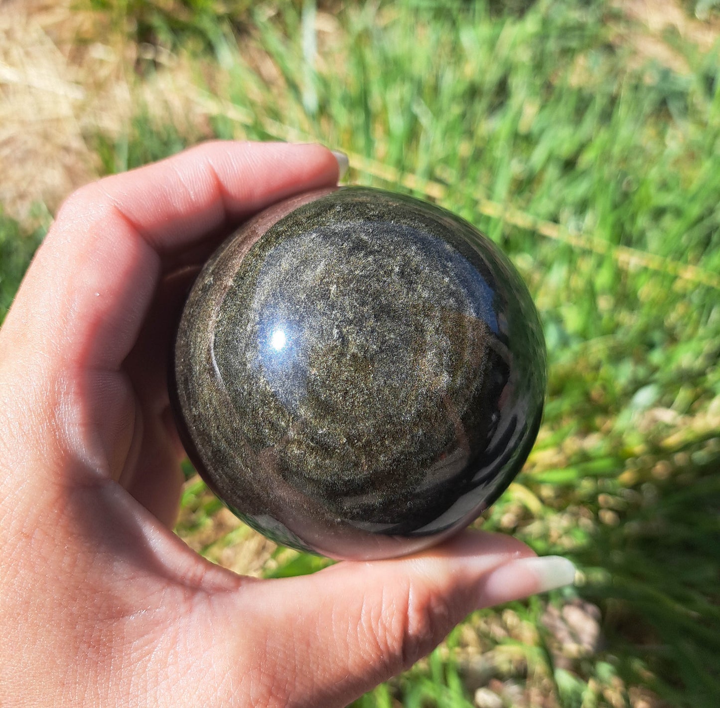 Golden Sheen Obsidian Sphere