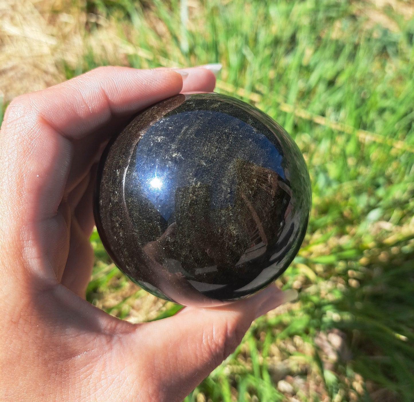 Golden Sheen Obsidian Sphere