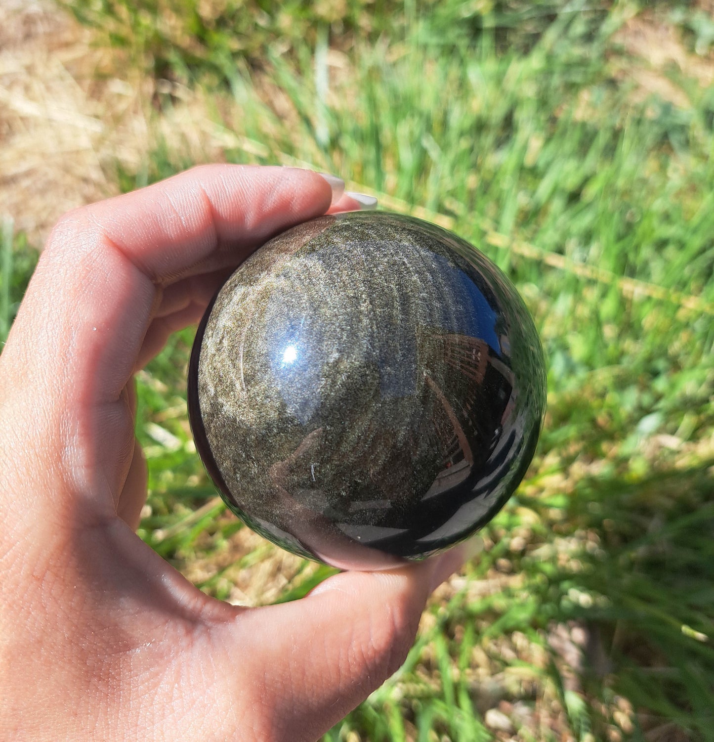 Golden Sheen Obsidian Sphere
