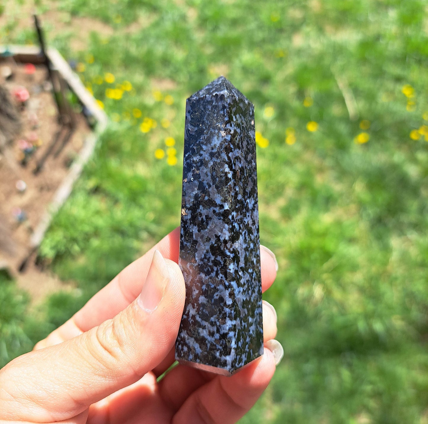 Indigo Gabbro Tower: Crystal Healing, Home Décor