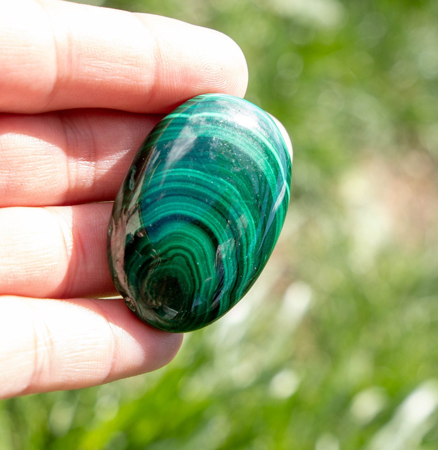 Natural Malachite Palm Stone - Transformative Crystal for Change and Protection