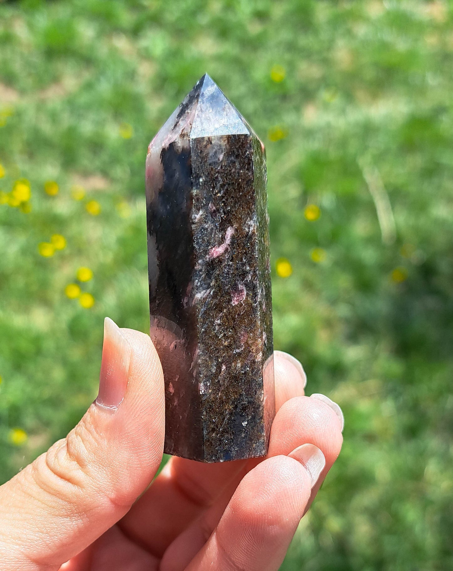 Natural Rhodonite Tower - Unique Home Décor and Healing Energy