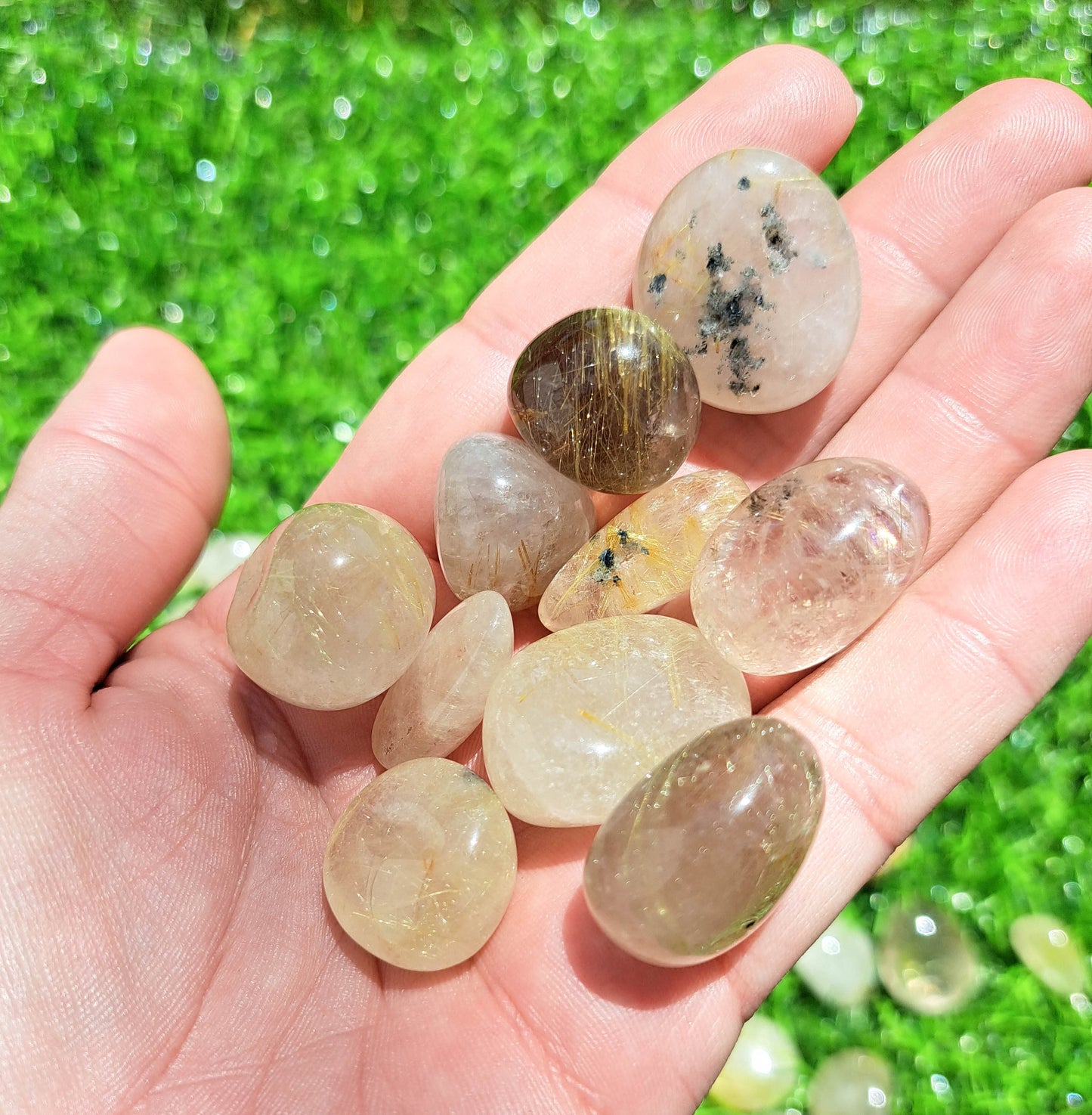 Golden Rutile Quartz Tumble - Metaphysical Crystal for Manifestation and Clarity