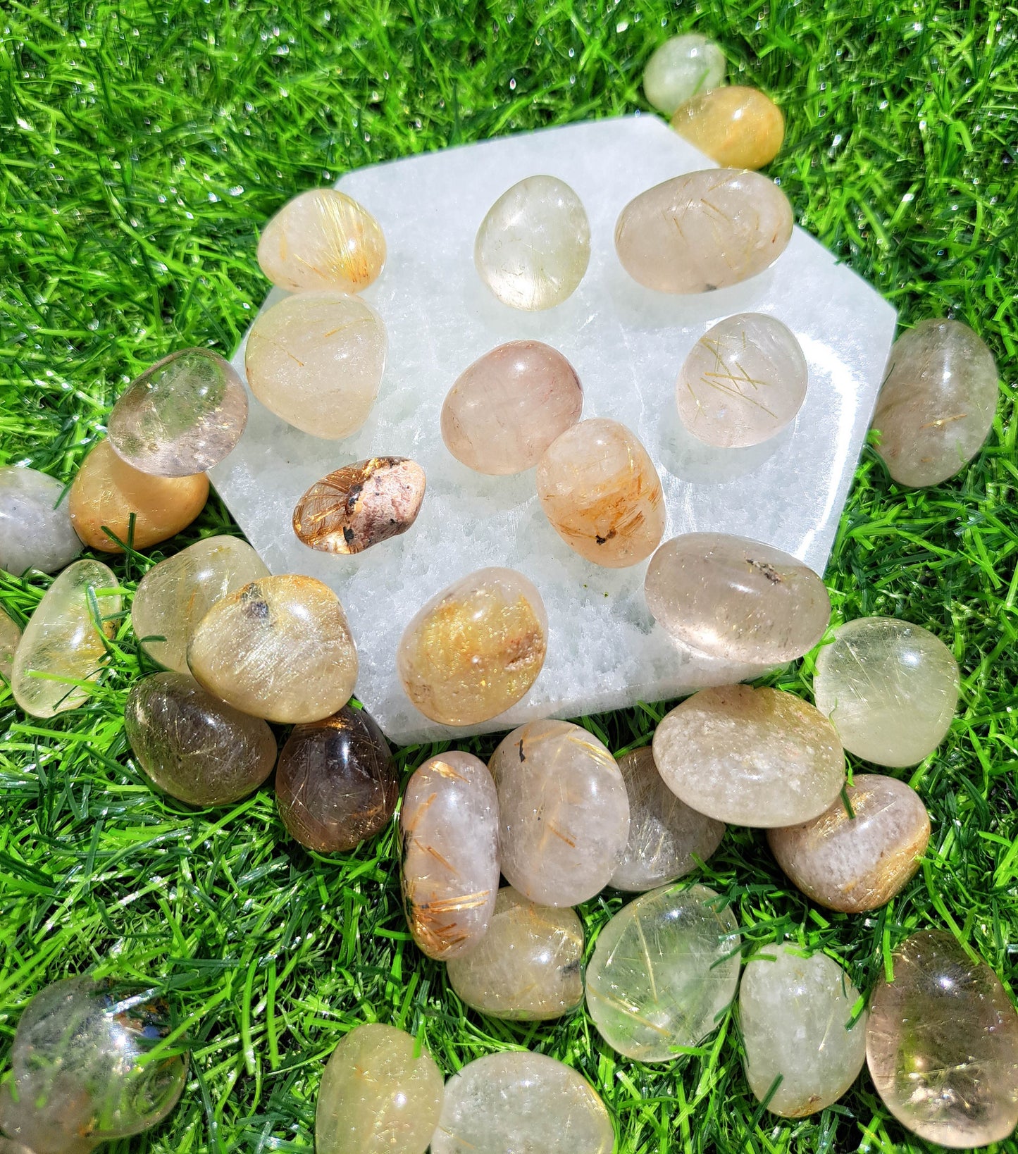 Golden Rutile Quartz Tumble - Metaphysical Crystal for Manifestation and Clarity