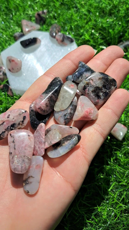 Natural Rhodonite Crystal Tumble - Enhance Love and Emotional Healing