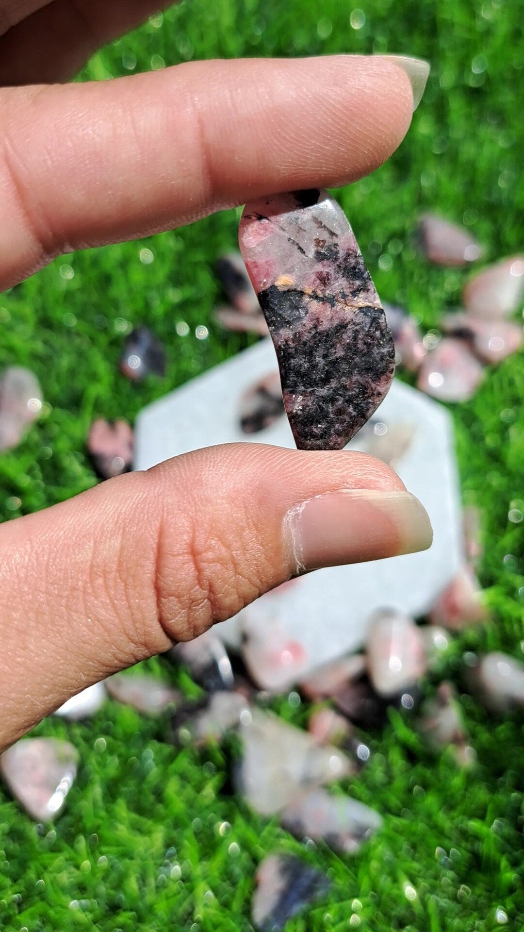 Natural Rhodonite Crystal Tumble - Enhance Love and Emotional Healing