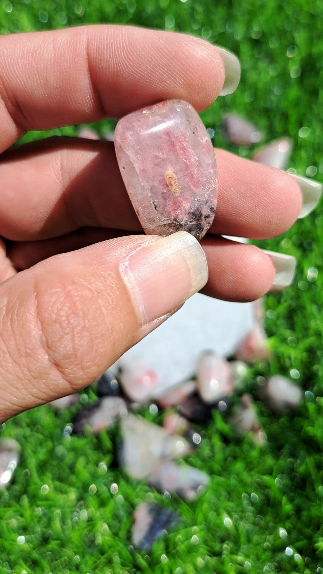 Natural Rhodonite Crystal Tumble - Enhance Love and Emotional Healing