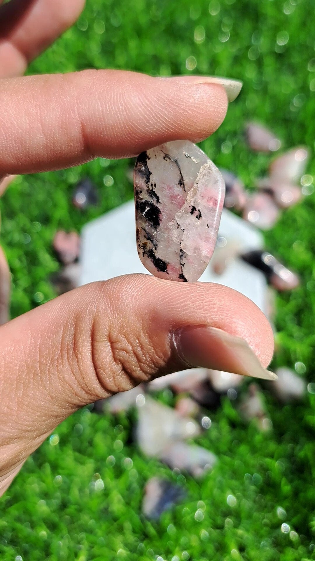 Natural Rhodonite Crystal Tumble - Enhance Love and Emotional Healing