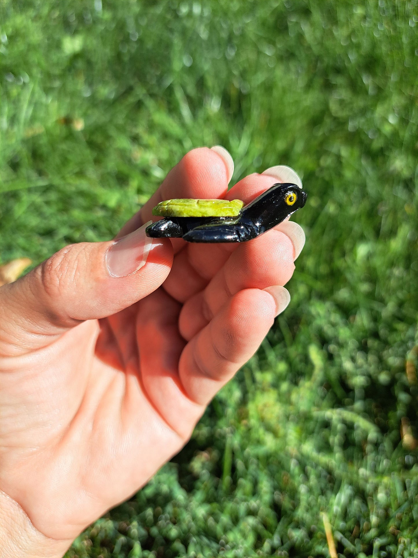 Serpentine and Onyx Turtle Crystal Carving - Home Décor and Healing Stone