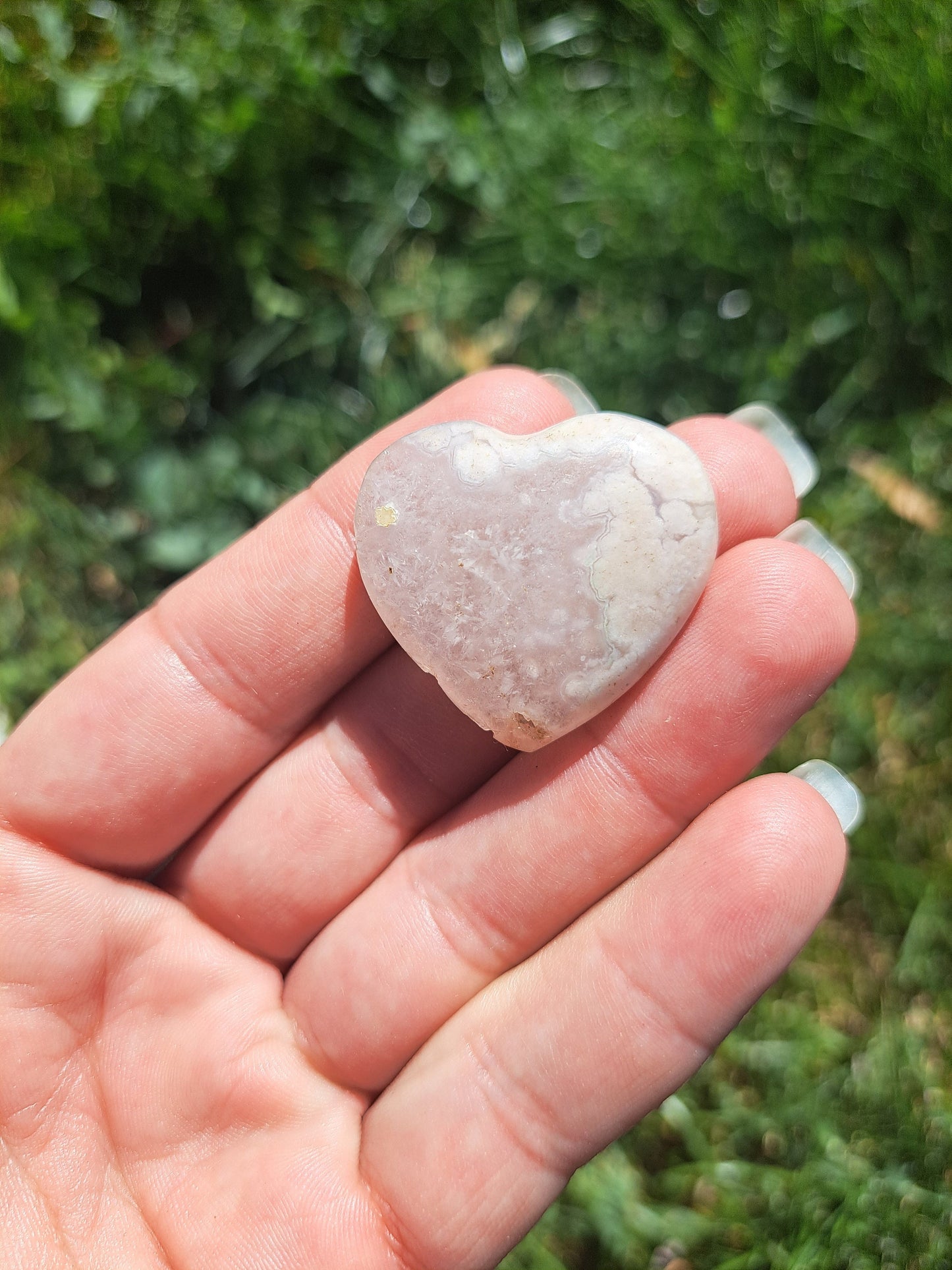 Flower Agate Crystal Heart - Unique Healing Stone for Love and Harmony