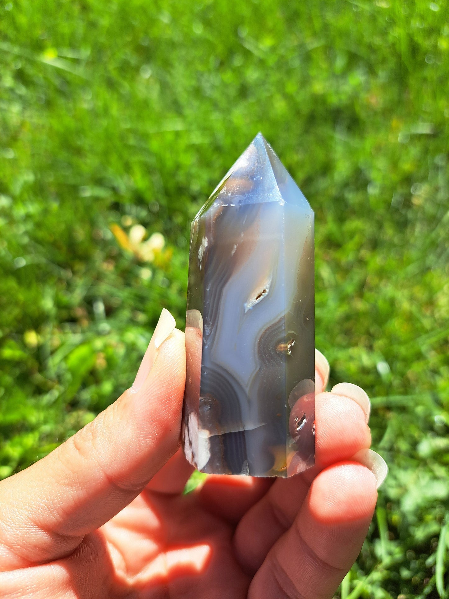 Black Flower Agate Tower - Rare Gemstone for Reiki Healing and Meditation