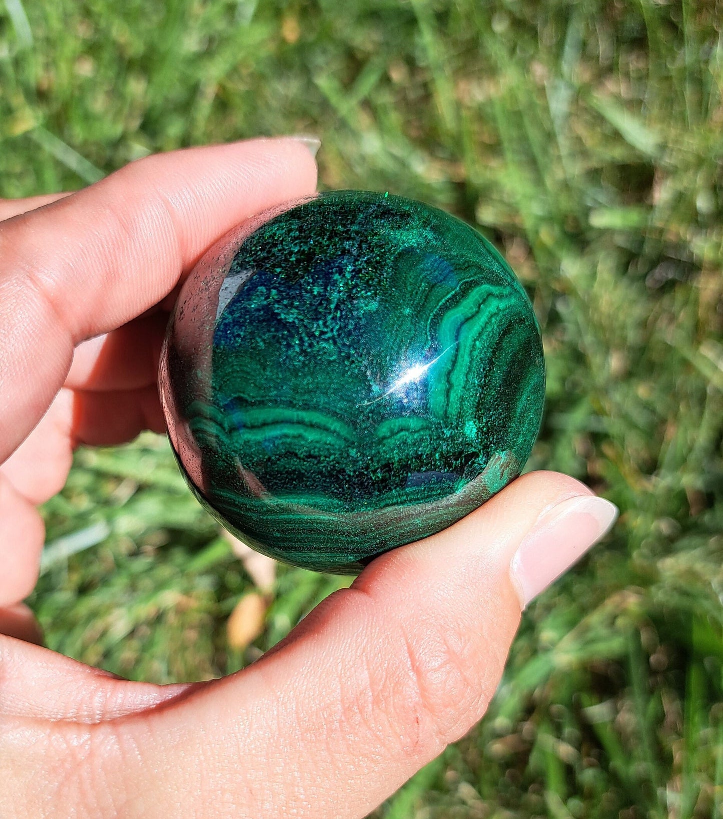 Malachite Crystal Sphere - Transformation, Meditation, Personal Growth, Crystal Collection