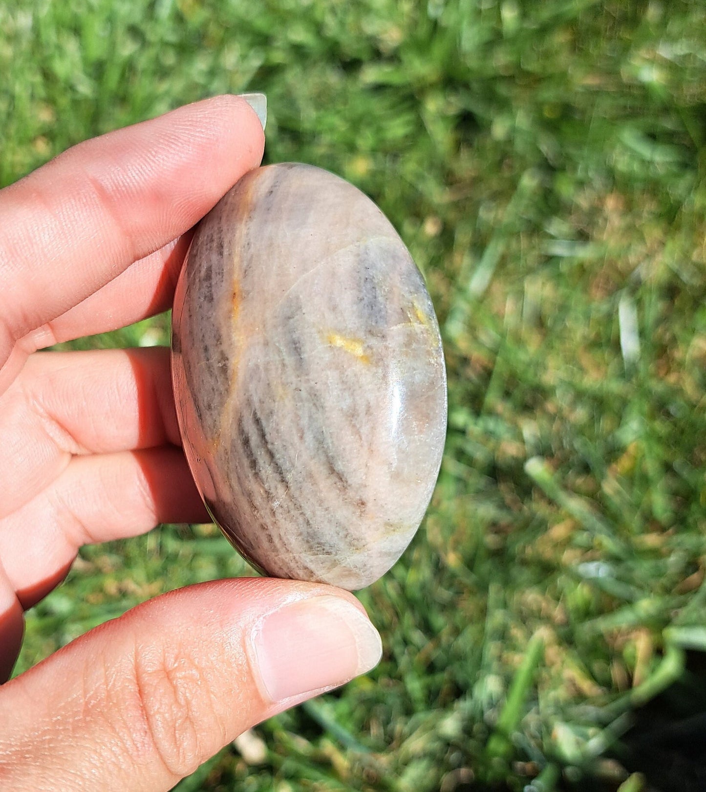 Black Moonstone Palm Stone - Balance, Harmony, and Protection
