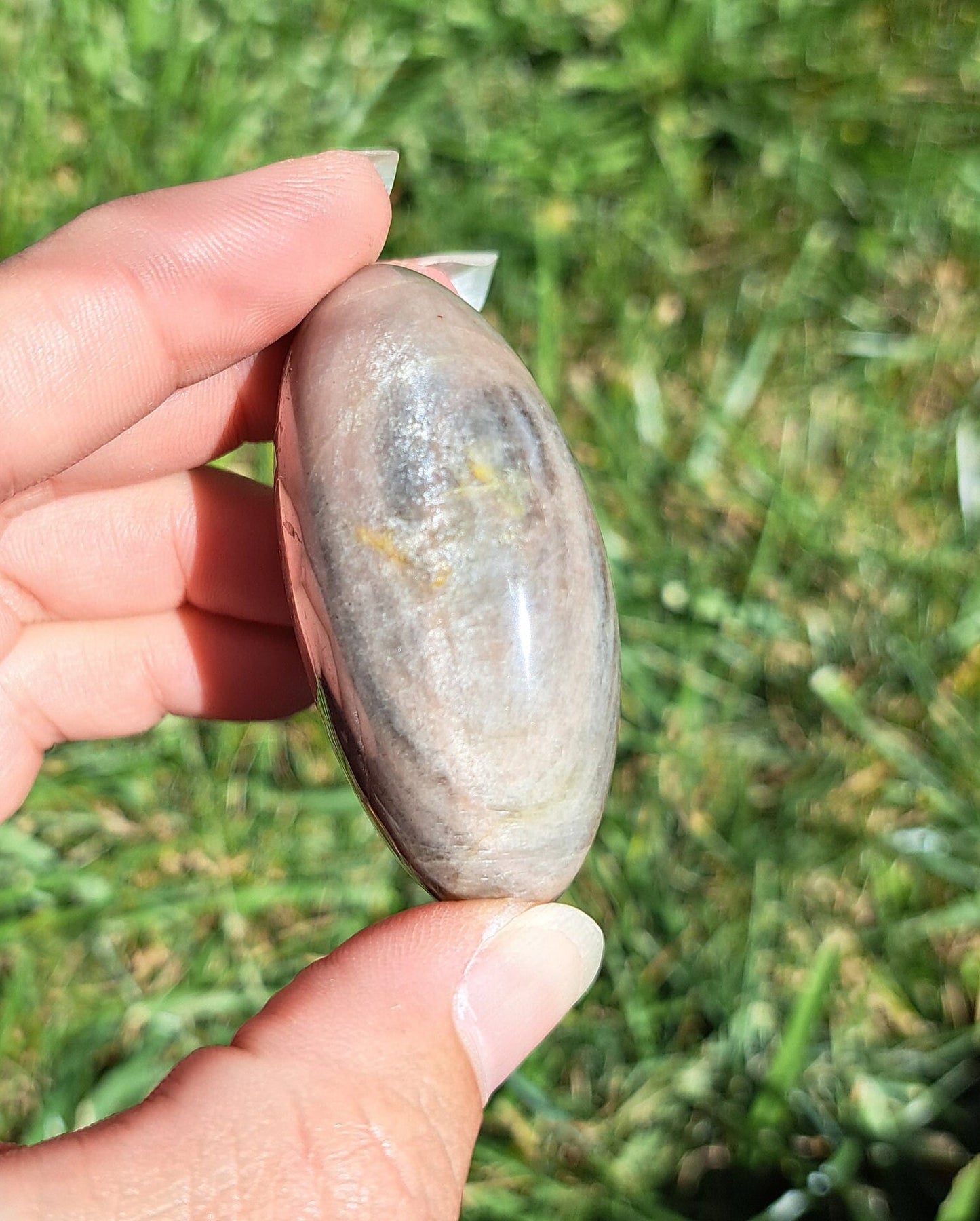 Black Moonstone Palm Stone - Balance, Harmony, and Protection