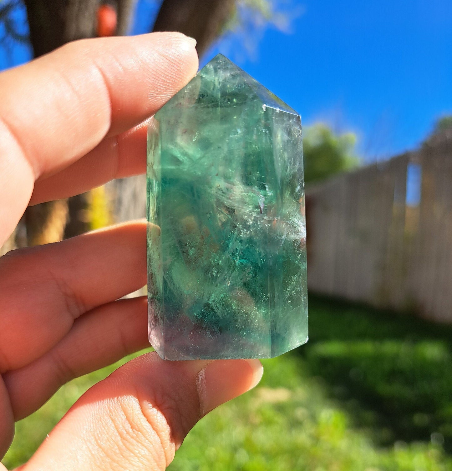 Green Fluorite Tower - Intuition, Meditation, Home Décor