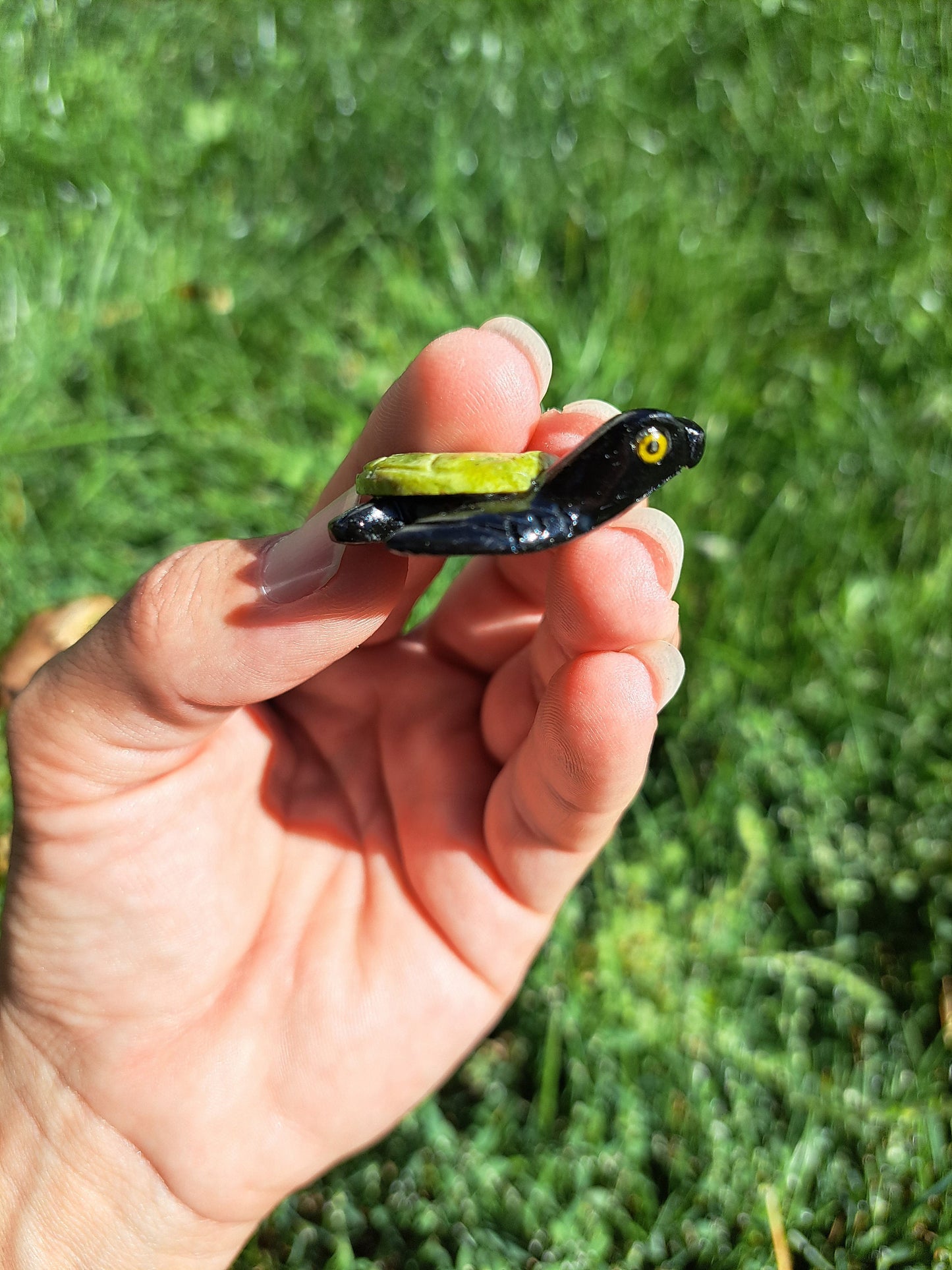 Serpentine and Onyx Turtle Crystal Carving - Home Décor and Healing Stone