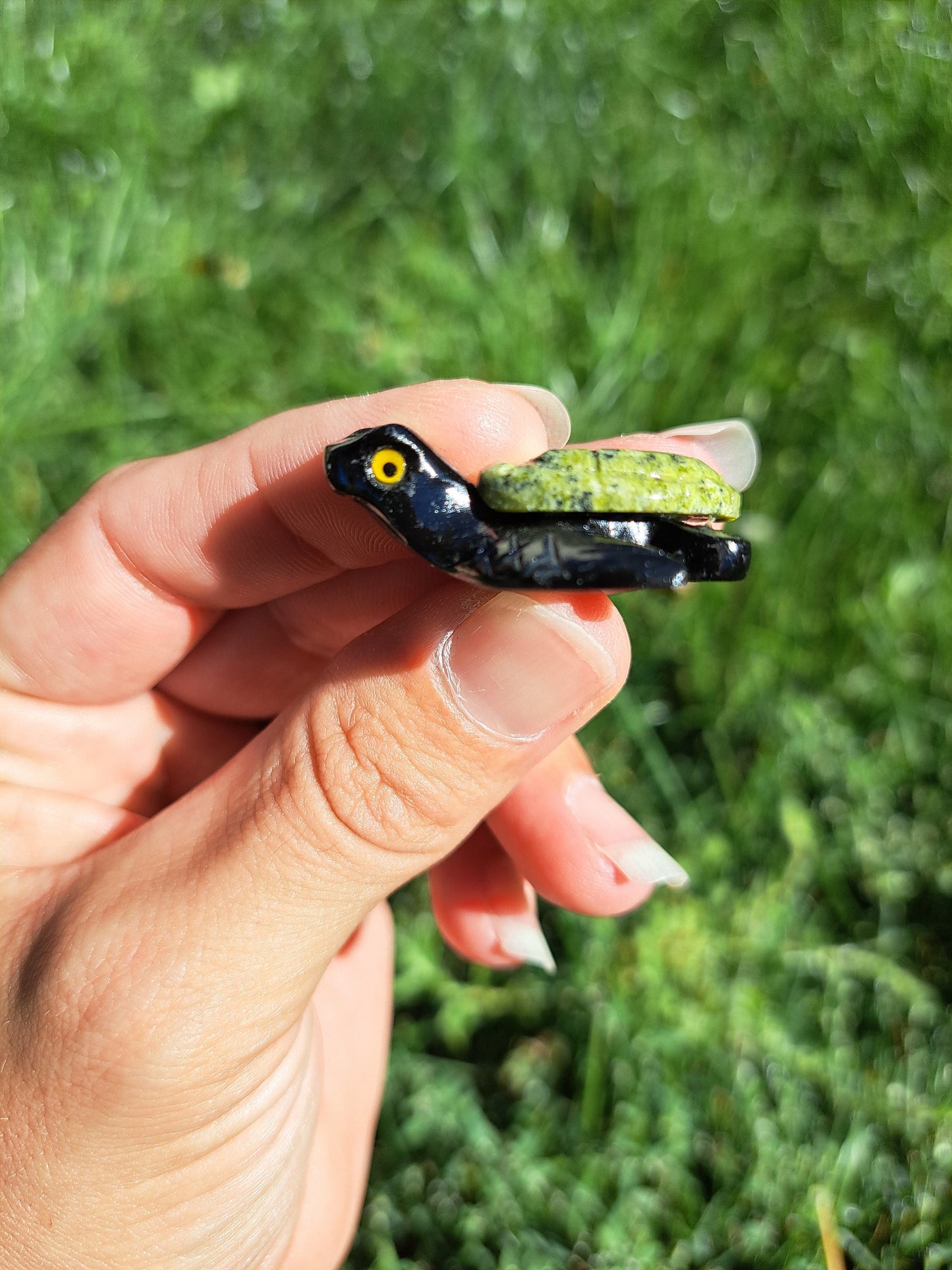 Serpentine and Onyx Turtle Crystal Carving - Home Décor and Healing Stone
