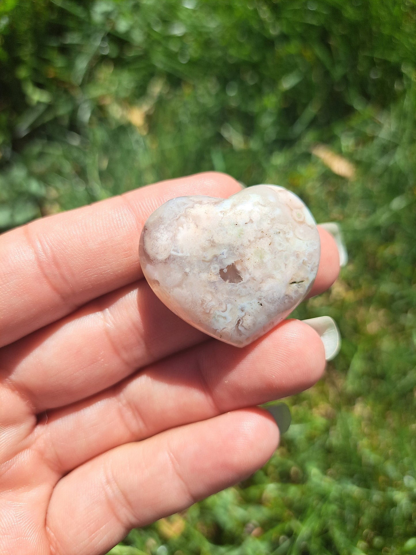Flower Agate Crystal Heart - Unique Healing Stone for Love and Harmony