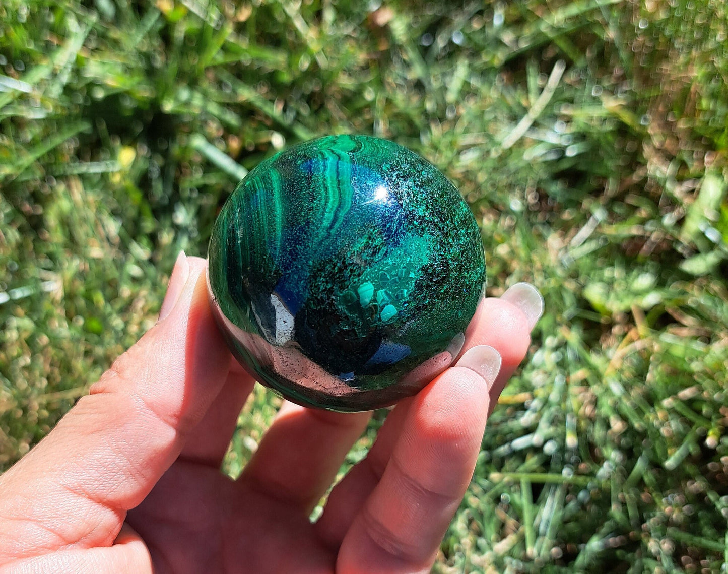 Malachite Crystal Sphere - Transformation, Meditation, Personal Growth, Crystal Collection