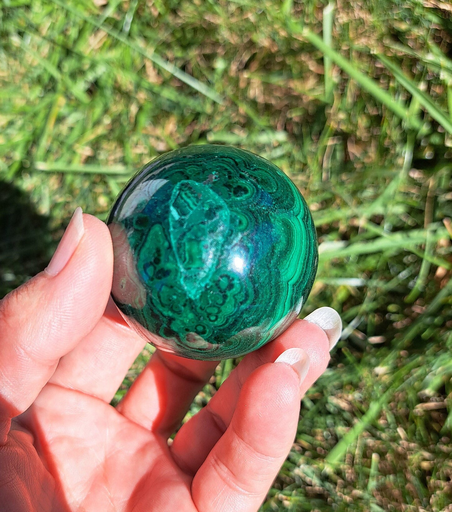 Malachite Crystal Sphere - Transformation, Meditation, Personal Growth, Crystal Collection