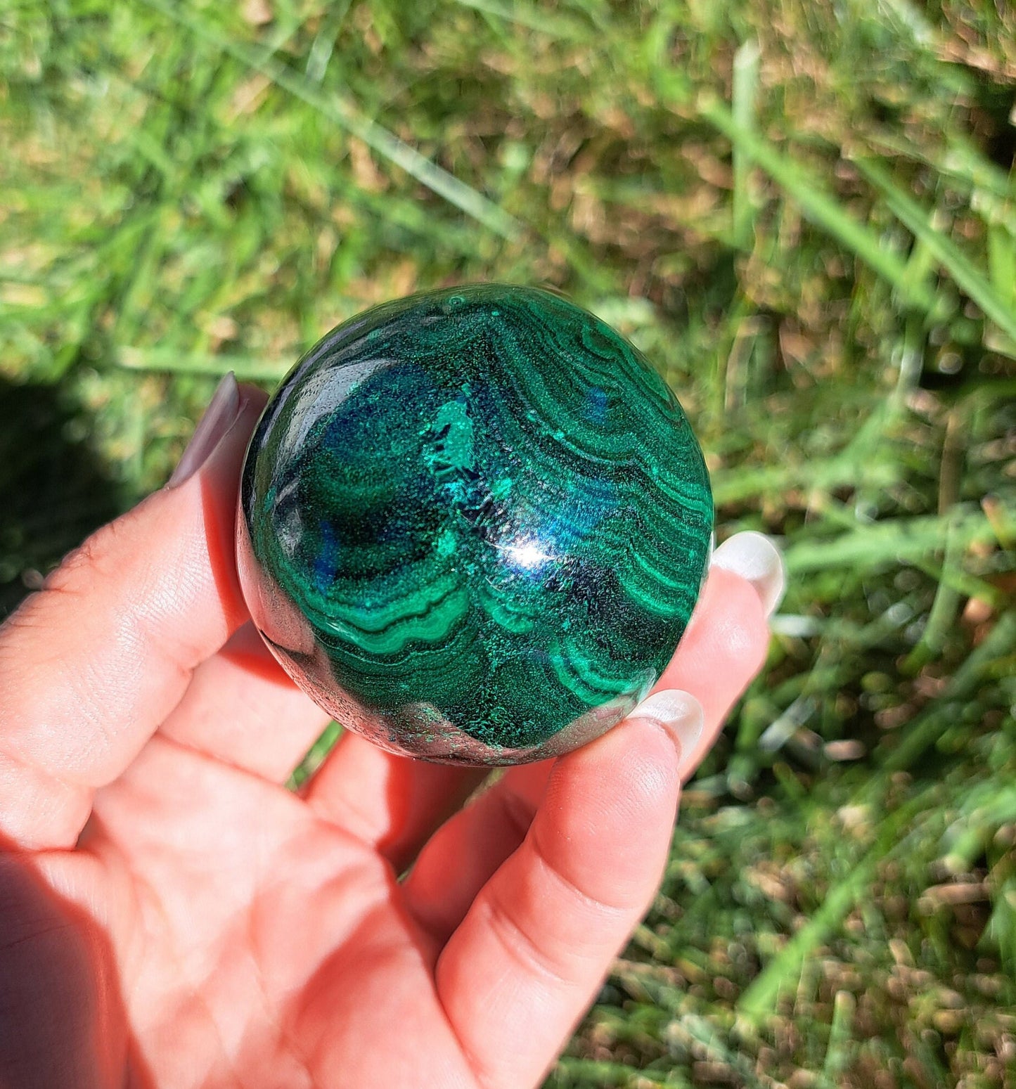 Malachite Crystal Sphere - Transformation, Meditation, Personal Growth, Crystal Collection
