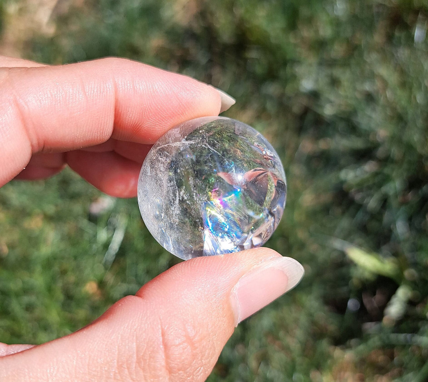 Mini Rainbow Quartz Sphere - Healing Crystals, Meditation Stone, Crystal Collection