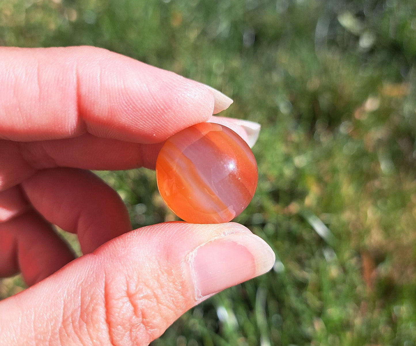 Mini Carnelian Sphere - Reiki healing, Crystal grids, Home Décor, Pocket Stone