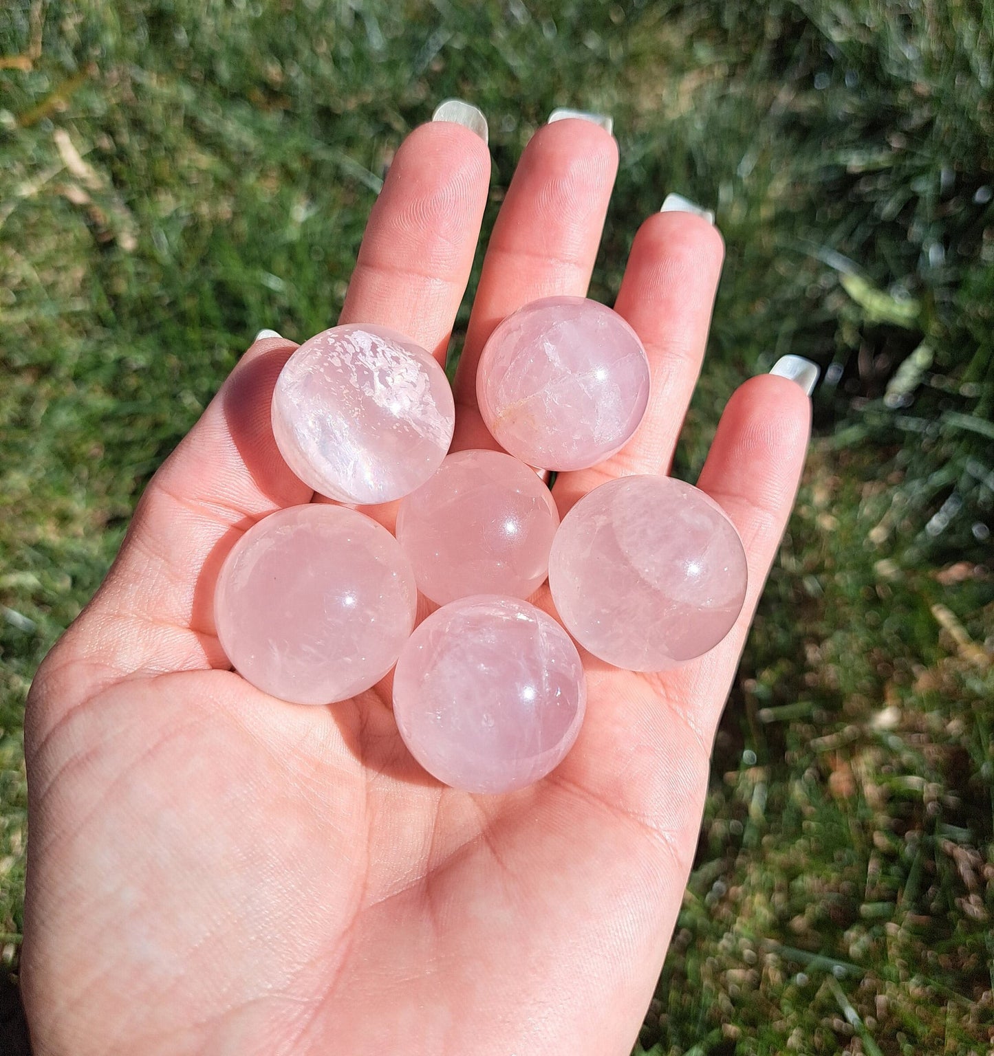 Mini Star Rose Quartz Sphere - Pocket Stone for Healing, Self-Love, Crystal Collection