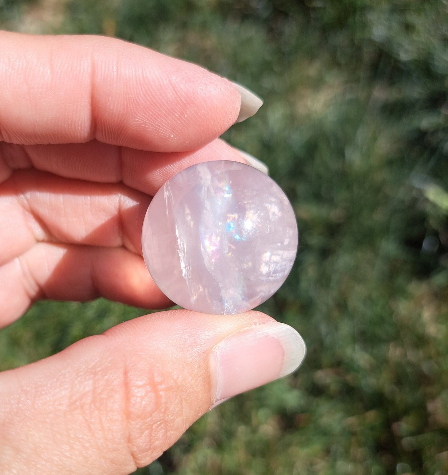 Mini Star Rose Quartz Sphere - Pocket Stone for Healing, Self-Love, Crystal Collection