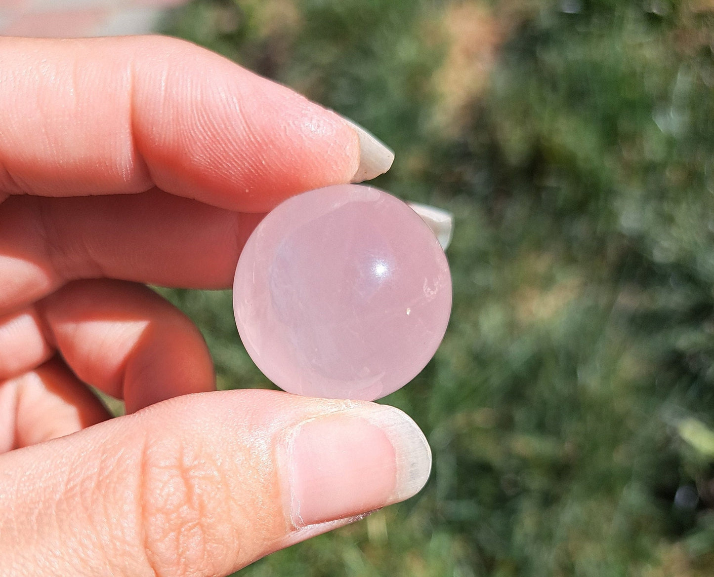 Mini Star Rose Quartz Sphere - Pocket Stone for Healing, Self-Love, Crystal Collection