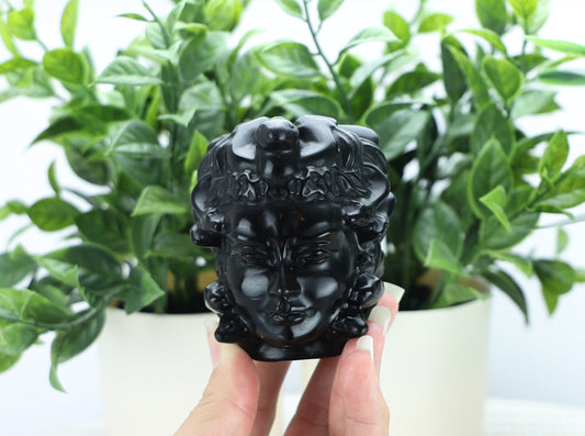 Black Obsidian Medusa Head Carving